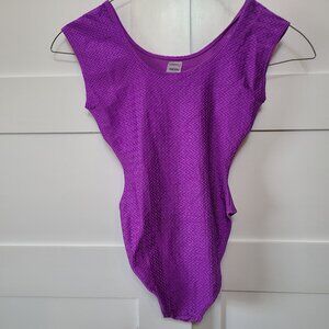 Danskin Textured Leotard – Size L – Purple – Made in USA